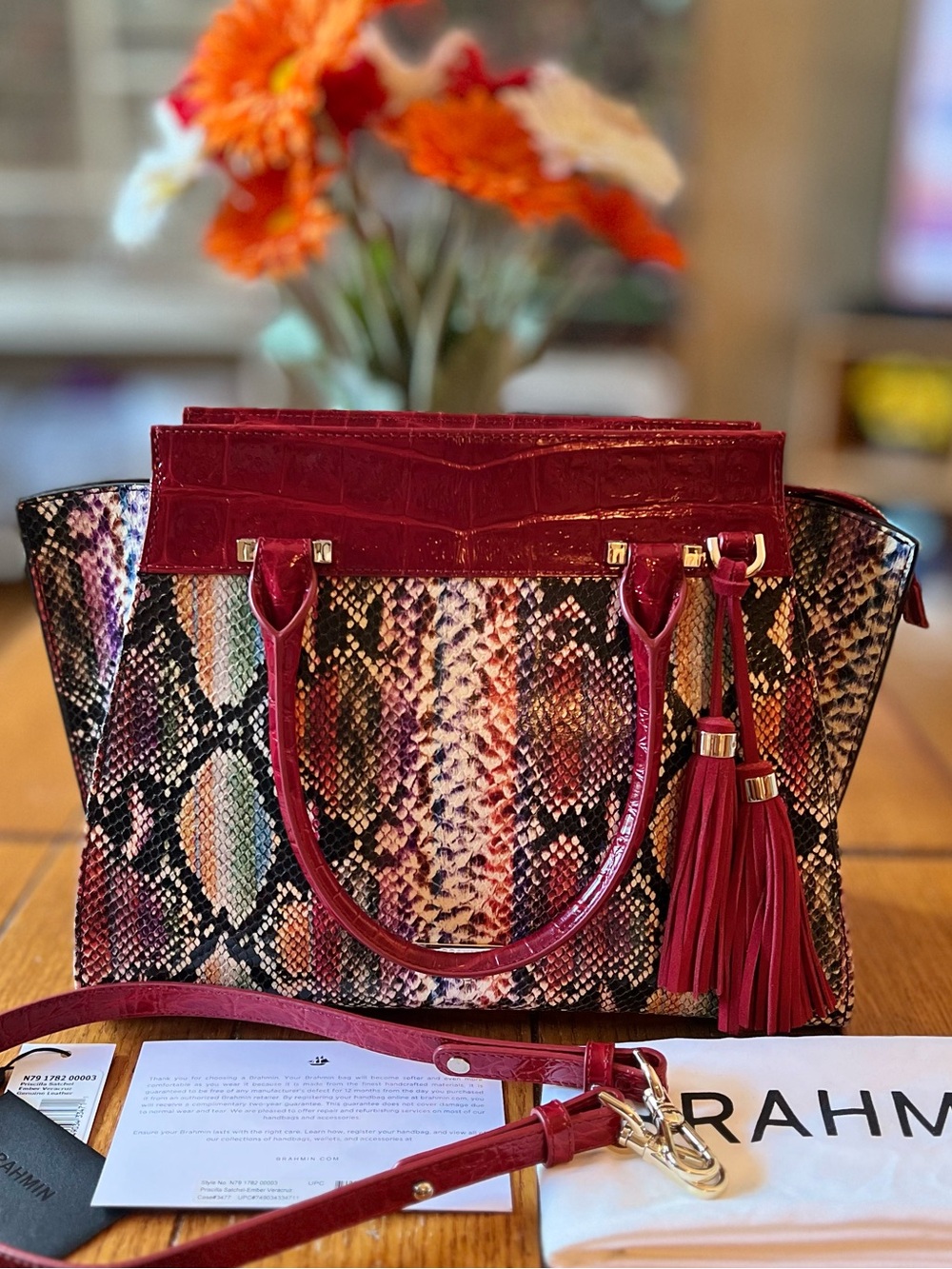 Brahmin RARE Priscilla Satchel in Ember Veracruz LIKE NEW